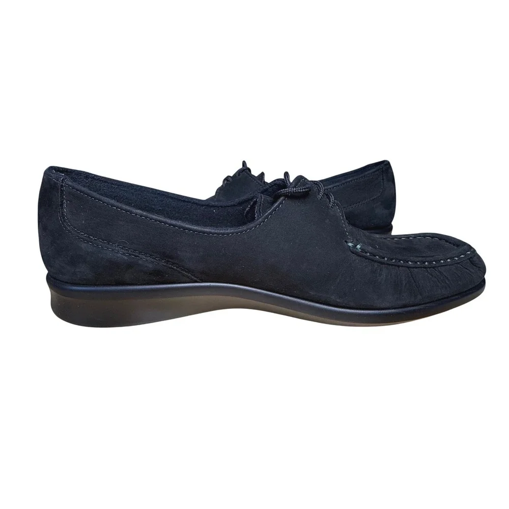 SAS Womens Black Suede‎ Lace Up Oxford Moc Comfort Shoes Size 9 M Aetrex Insert